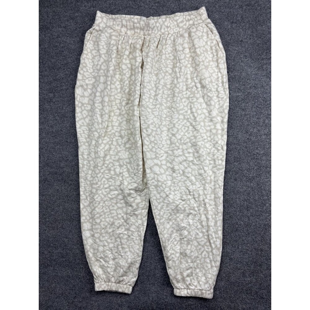 Glyder Jogger Pants Womens 1X White Animal Print Stretch Lounge Pockets Yoga